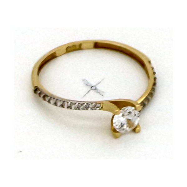 Anillo solitario con circonitas de oro 18k talla 16